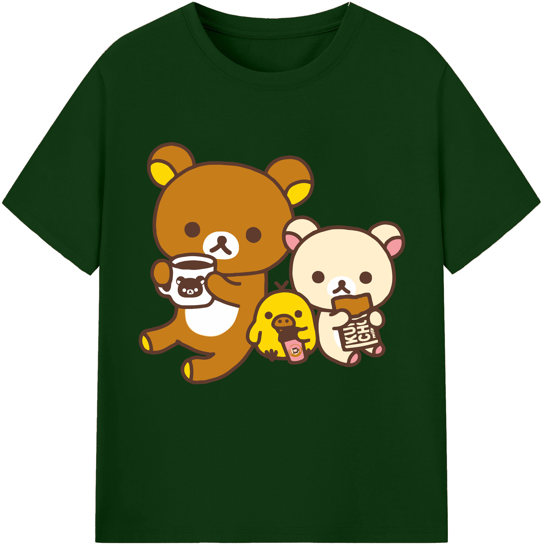 （画像用） リラックマ リラックマ キイロイトリ Rilakkuma Korilakkuma Kiiroitori 綿100％半袖Tシャツ（フロントプリント）